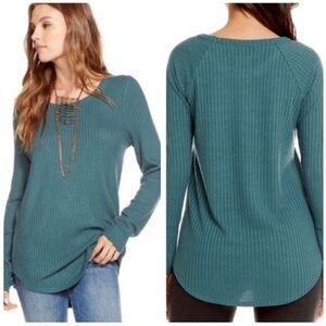 Chaser Dark Teal Waffle Knit Top XXL